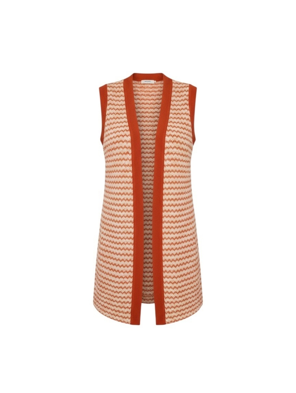 1970s Orange & Cream Knit Long Vest